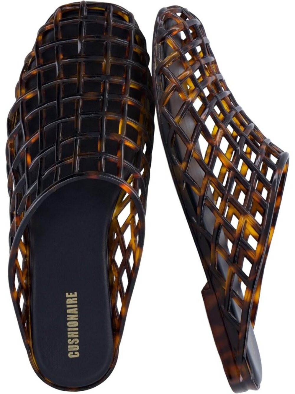 Women's Tortoise Plastic Lightweight Woven Design Cushioned Comfort Jelly Flats